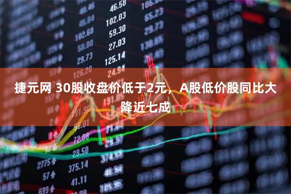 捷元网 30股收盘价低于2元，A股低价股同比大降近七成