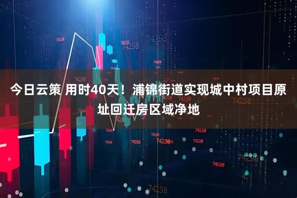 今日云策 用时40天!浦锦街道实现城中村项目原址回迁房区域净地